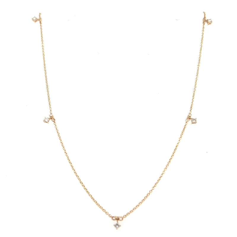 14K Yellow Gold 0.23ctw Diamond Station Necklace