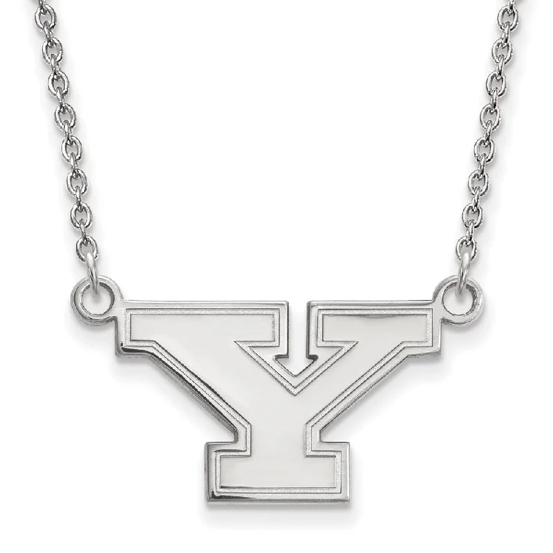 14k White Gold Youngstown State Small Initial Y Necklace, 18 Inch