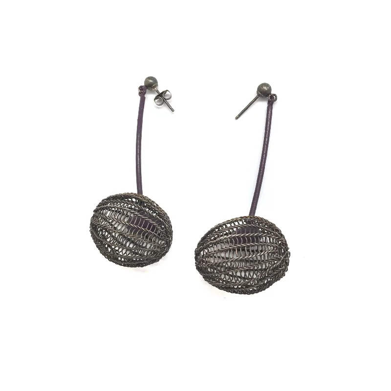 Oxidized Cage Earrings - Purple