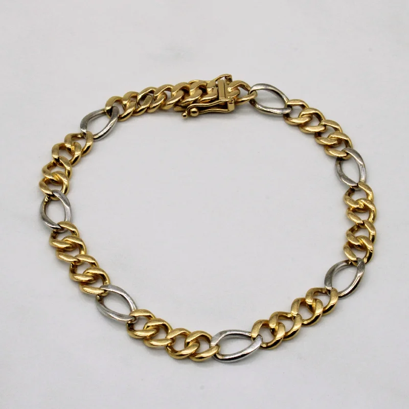 18k Two Tone Gold Figaro Bracelet | 6.5" |