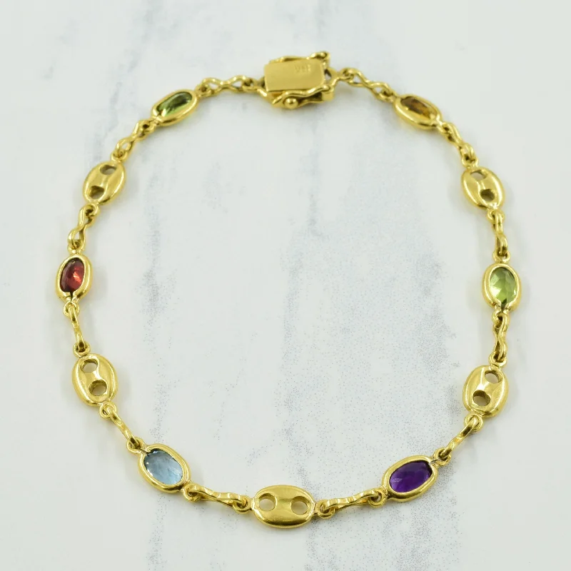 18k Yellow Gold Multi Gemstone Bracelet | 3.00ctw | 7.5" |