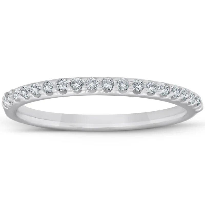 1/8ct White Gold Diamond Anniversary Wedding Guard Ring