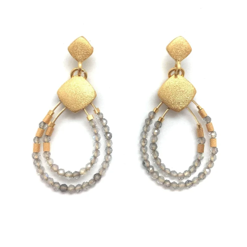 Gold and Labradorite Beaded Drops