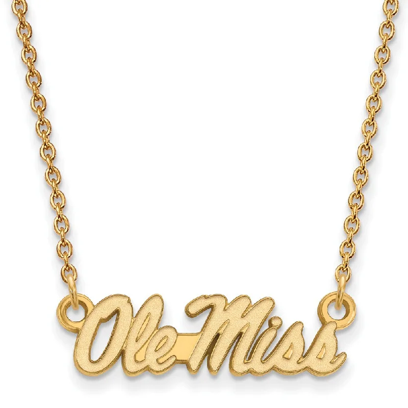 10k Yellow Gold U of Mississippi Ole Miss Script Pendant Necklace