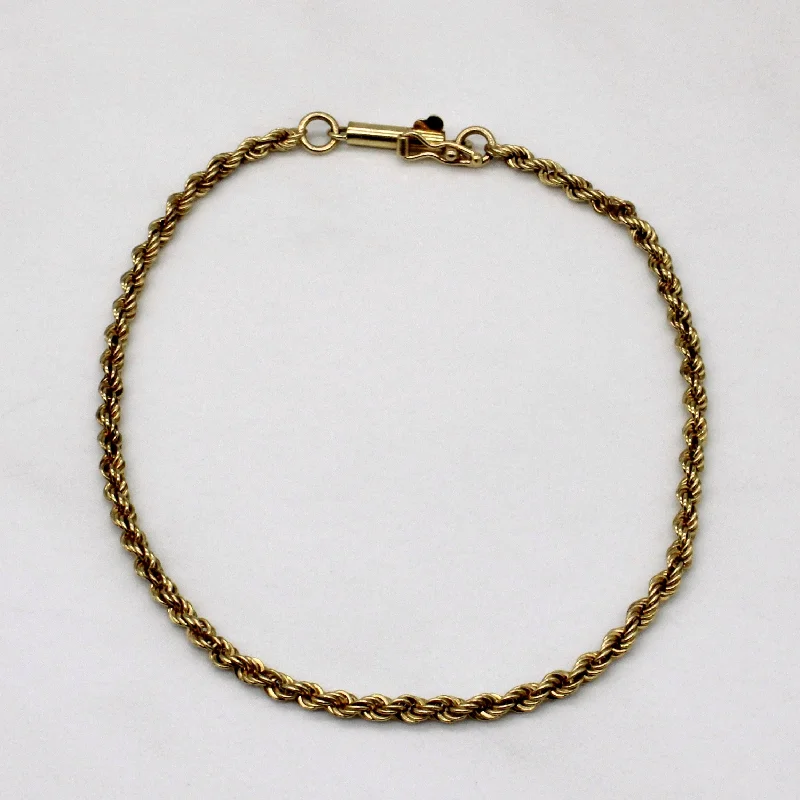 14k Yellow Gold Rope Chain Bracelet | 7" |