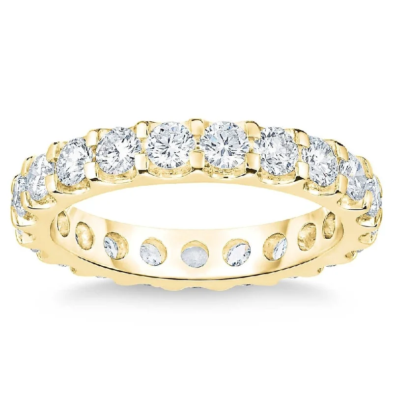 14k Yellow Gold 2 Ct Moissanite Eternity Ring Lab Grown (G/H,VS)