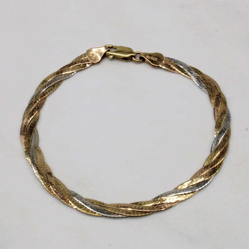 9k Tri Tone Gold Woven Bracelet | 7.5" |