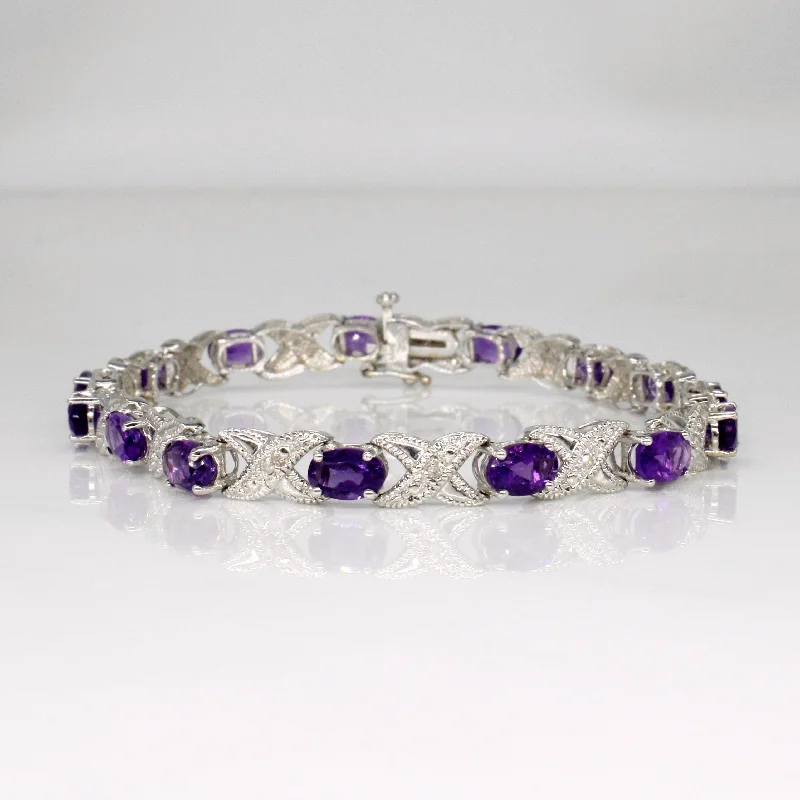 Amethyst & Diamond Bracelet | 5.40ctw, 0.08ctw | 7.25" |