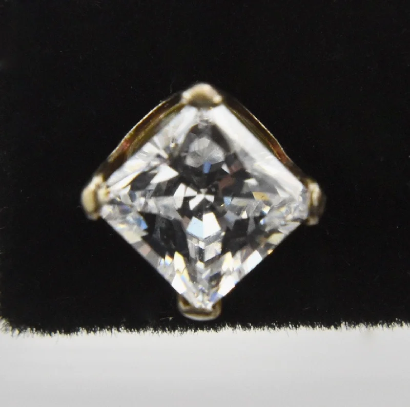 Pair of Sterling Silver Square Cut Cubic Zirconia Stud Earrings