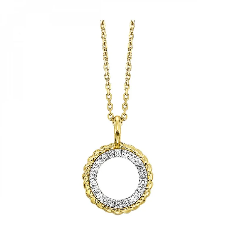 14K Yellow Gold 0.05ctw Diamond Open Circle Necklace