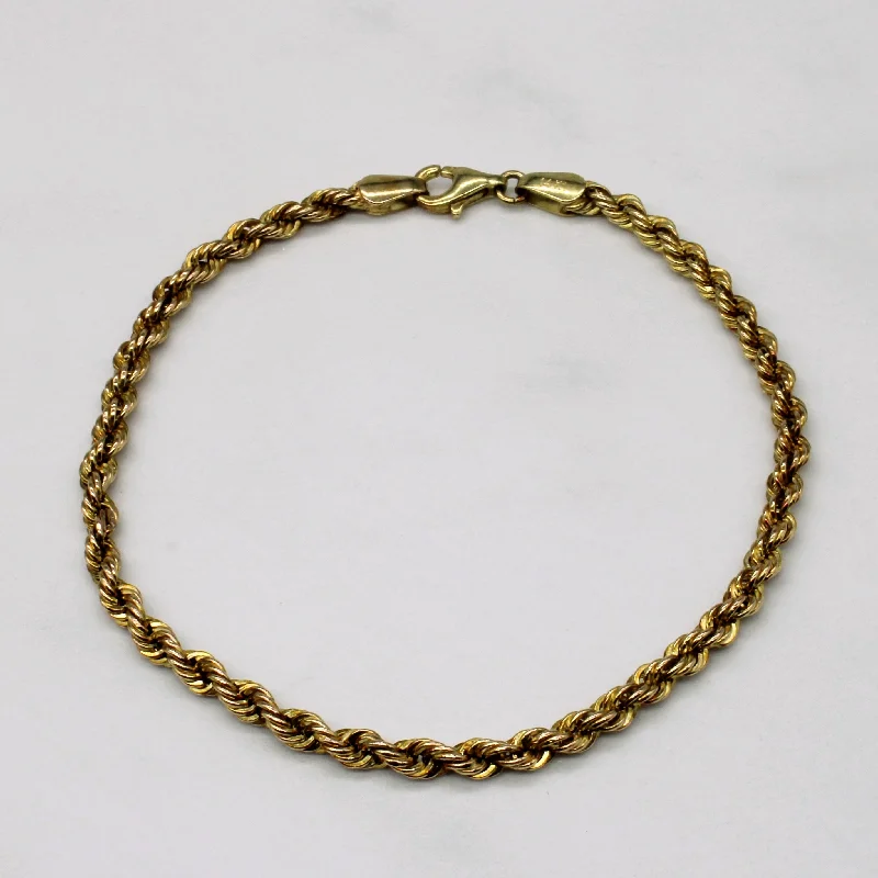 14k Yellow Gold Rope Chain Bracelet | 8" |