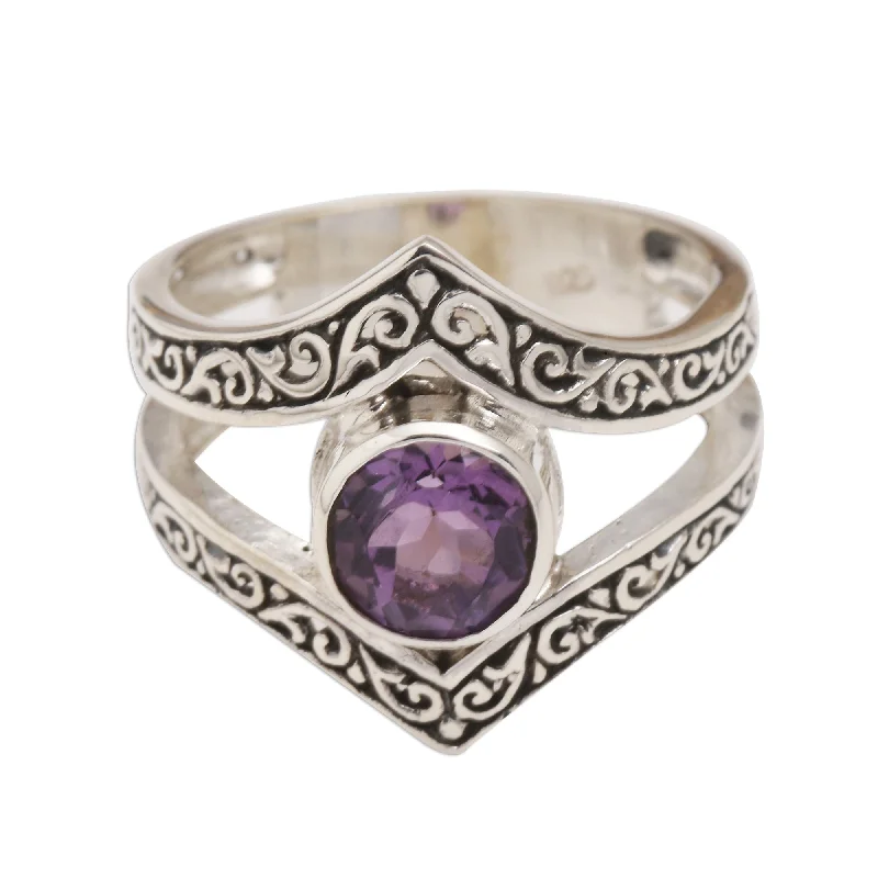 Novica Handmade Grace And Charm In Purple Amethyst Cocktail Ring