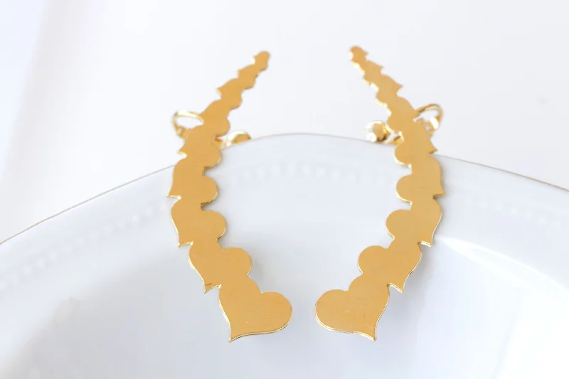 Gold Heart EAR CLIMBER EARRINGS