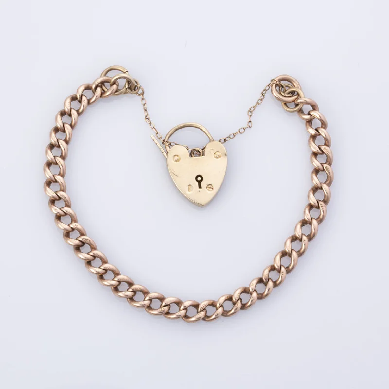 1986 Hallmarked 9k Yellow Gold Heart Bracelet  | 6.25" |