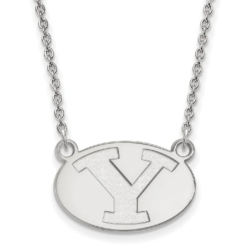 14k White Gold Brigham Young U Small Initial Y Pendant Necklace