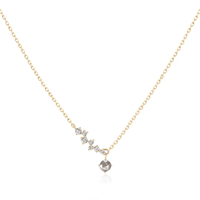 14K Yellow Gold 0.13ctw White & Gray Diamond Free Form Necklace by Aurelie Gi