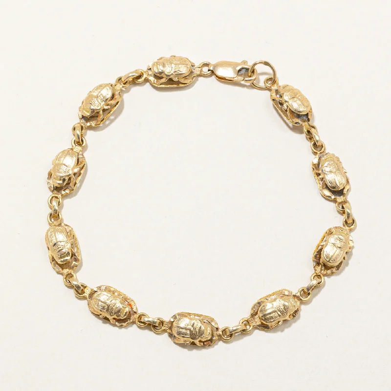 18k Yellow Gold Egyptian Scarab Bracelet | 7" |