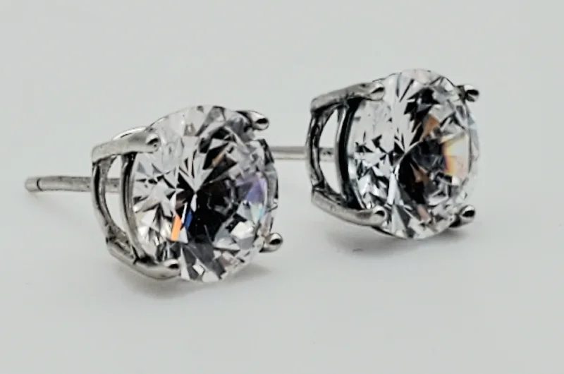 Cubic Zirconia Sterling Silver Stud Earrings