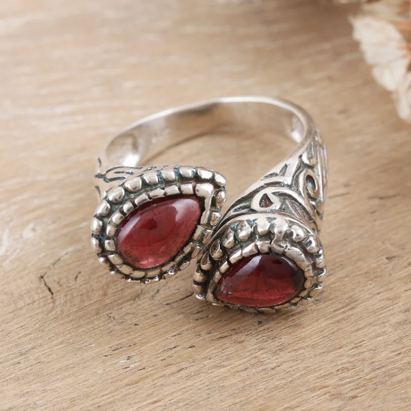 Novica Handmade Red Perseverance Garnet Wrap Ring