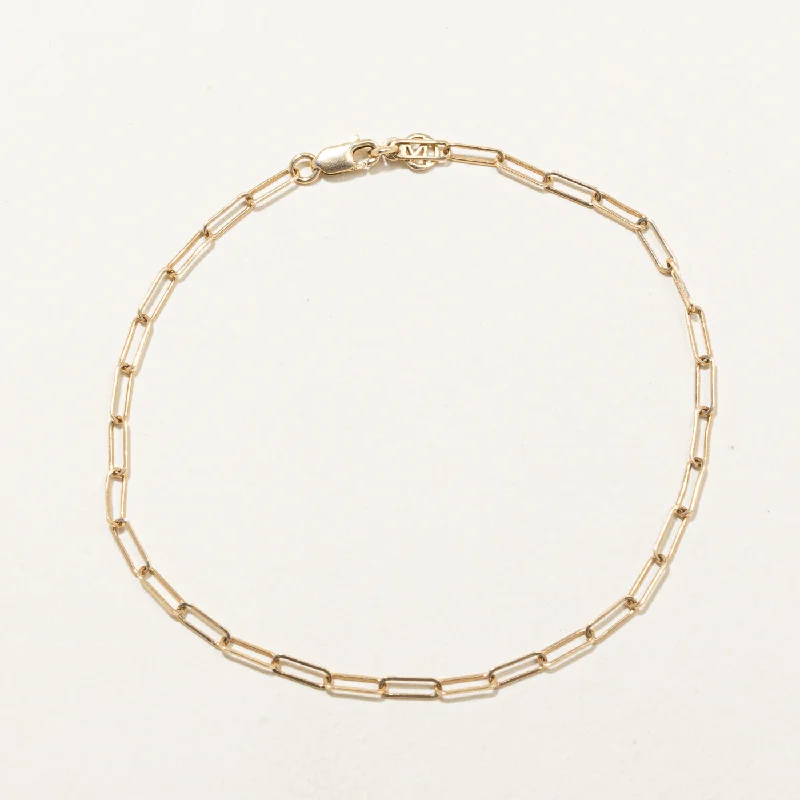 14k Yellow Gold Paperclip Chain Bracelet | 7" |