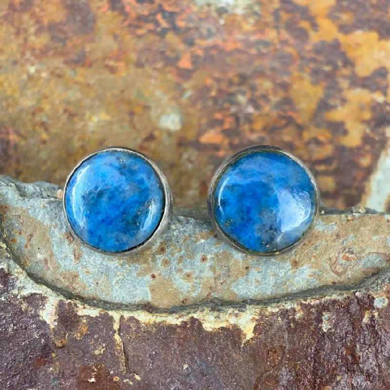 Vintage Sterling Silver Lapis Lazuli Pierced Post Stud Earrings