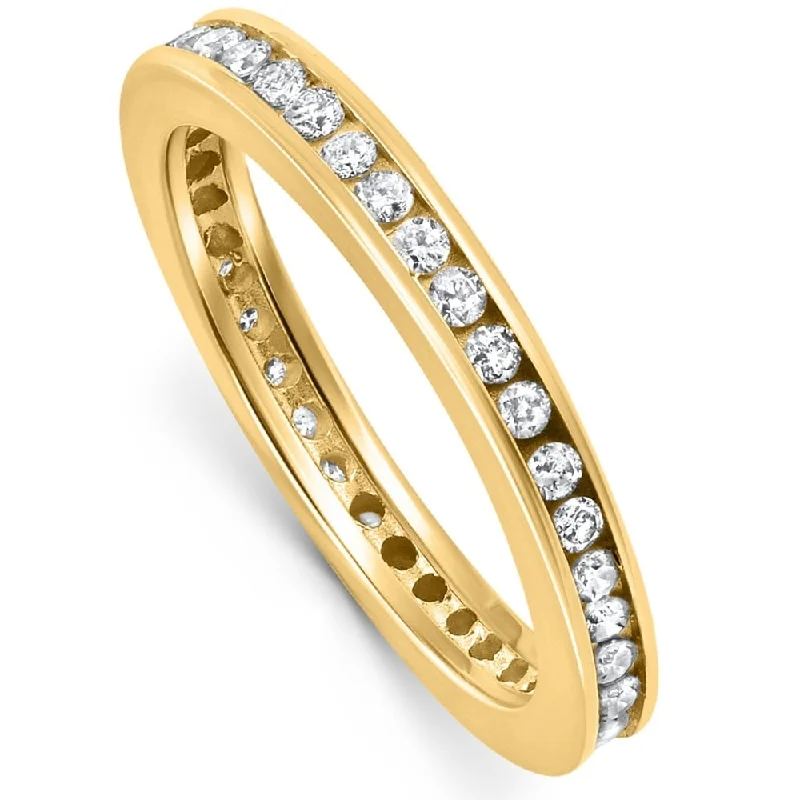 1/2Ct TW Channel Set Lab Grown Diamond Eternity Wedding Stackable Ring Gold