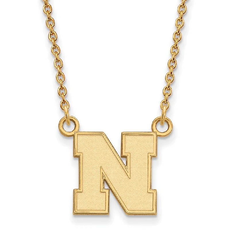 10k Yellow Gold U of Nebraska Small Initial N Pendant Necklace