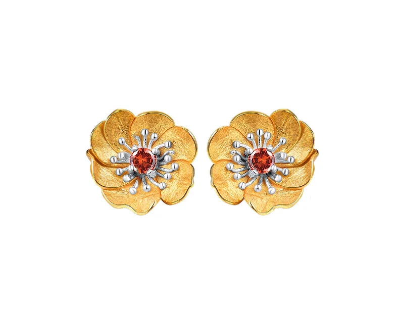 Blooming Anemone Flower Stud Earring