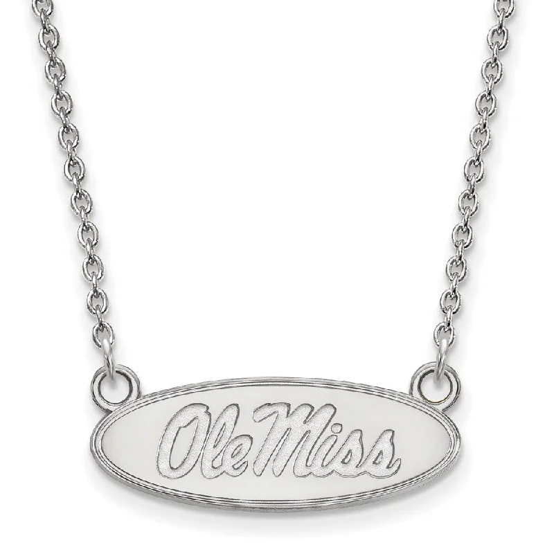 14k White Gold U of Mississippi Small Ole Miss Pendant Necklace