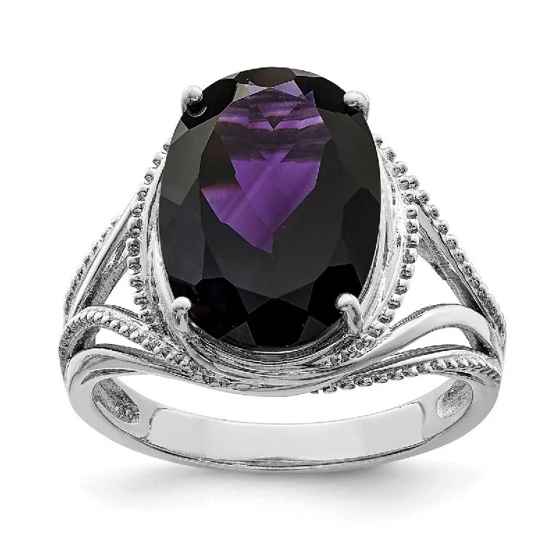 Curata 925 Sterling Silver Amethyst Ring