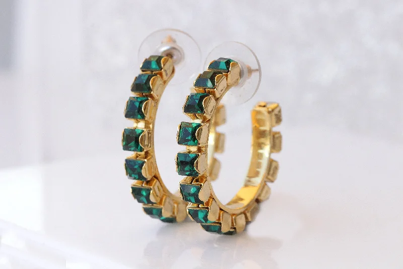 EMERALD HOOP EARRINGS