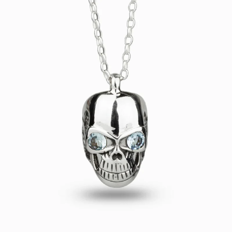 Blue Topaz Skull Necklace