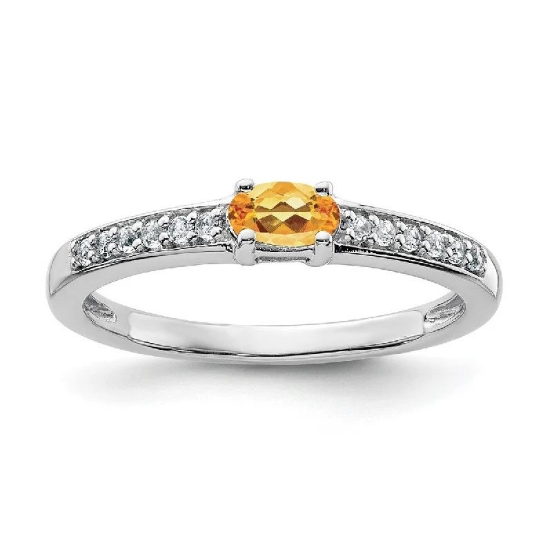 Curata 925 Sterling Silver Citrine and White Topaz Ring