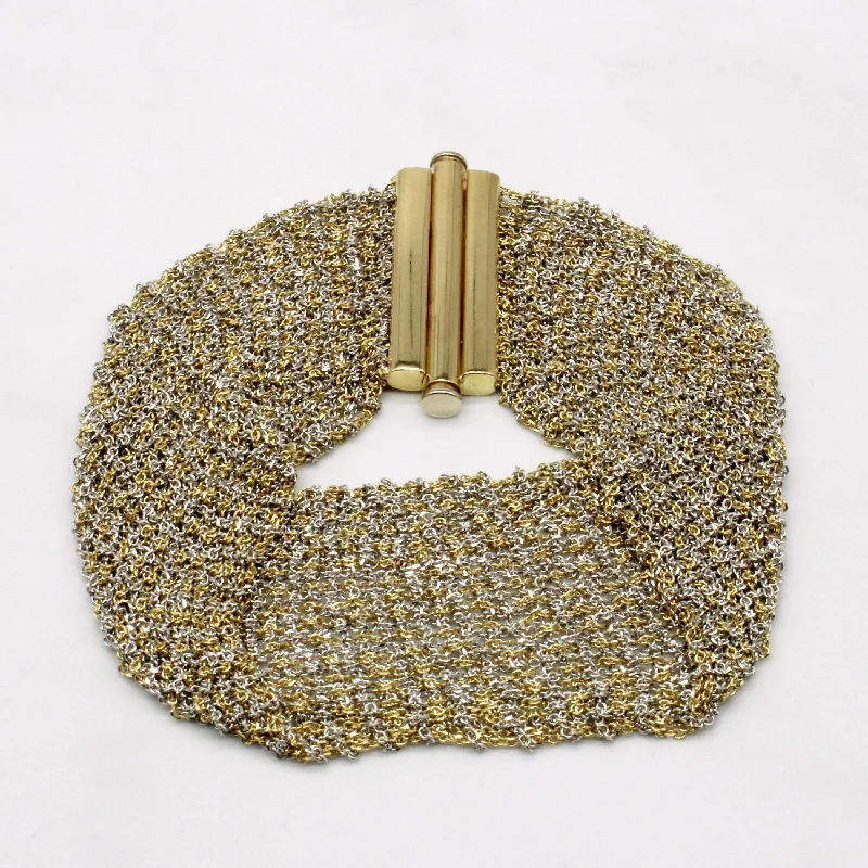 Calgaro' 18k Two Tone Gold Mesh Bracelet | 6" |