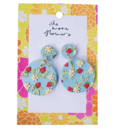 She Wore Flowers Dangles - Blue Strawberry Circle