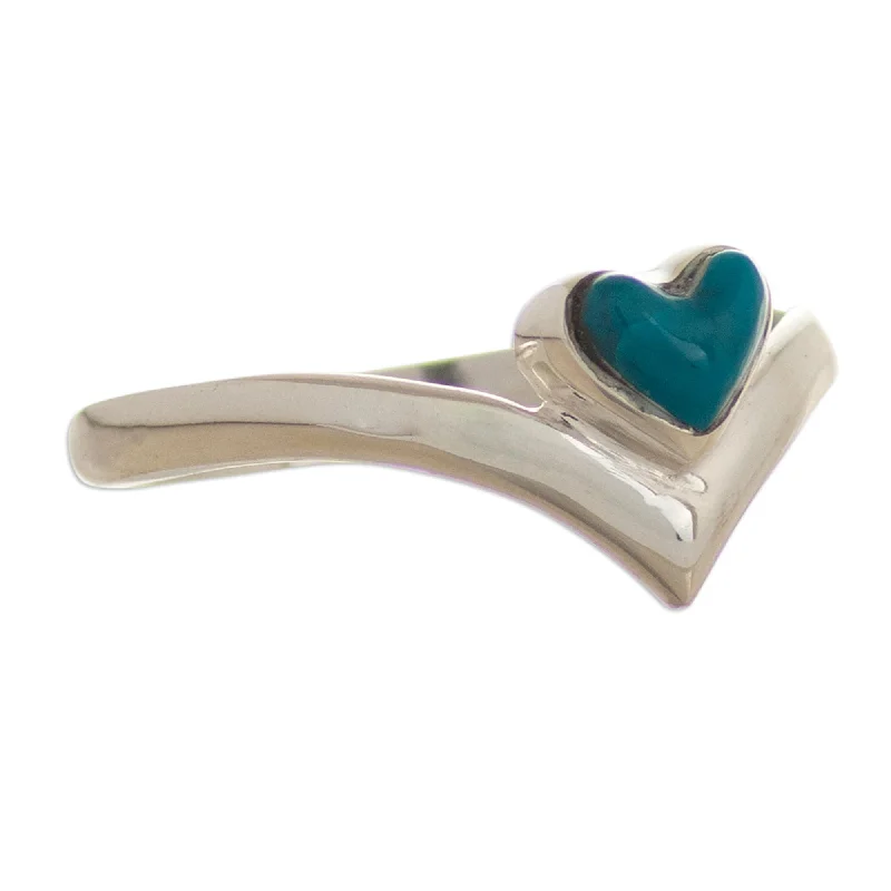 Novica Handmade Floating Love Chrysocolla Cocktail Ring