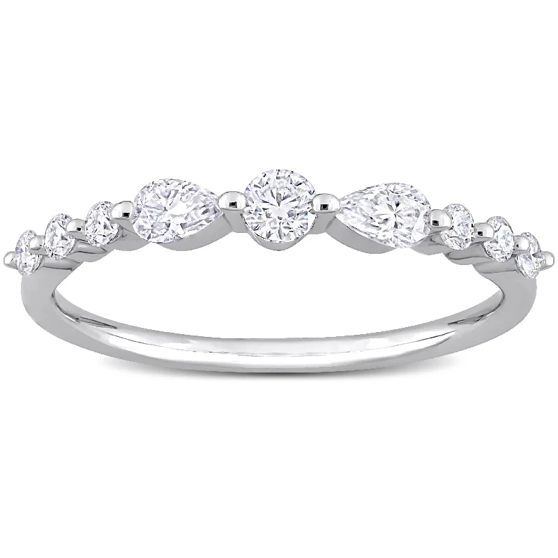 Miadora 2/5ct DEW Moissanite Semi-Eternity Ring in Sterling Silver