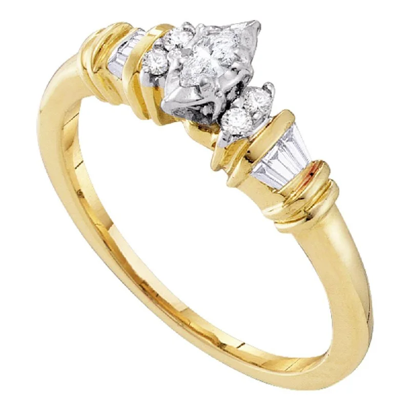 10k Yellow Gold Womens Marquise Diamond Solitaire Promise Ring (1/5 Cttw, G-H Color, I2-I3 Clarity)