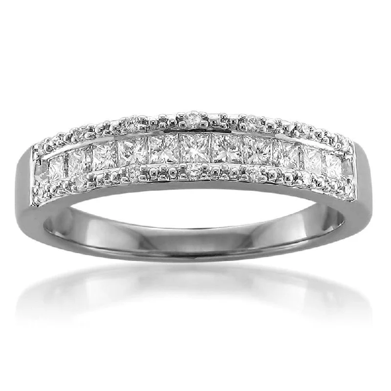 1/2ct Princess Cut Diamond Wedding Ring White Gold