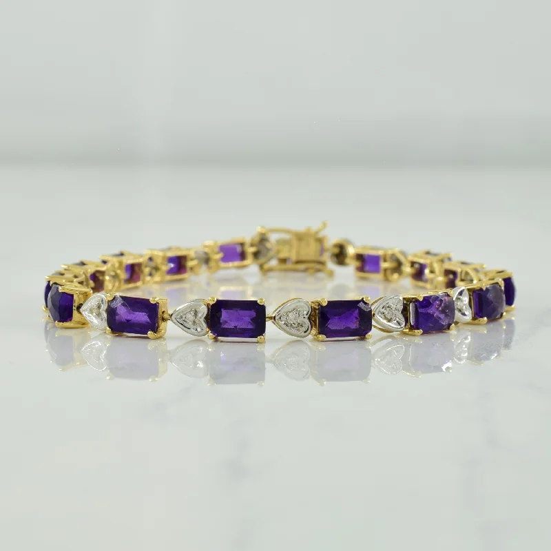 Amethyst & Diamond Bracelet | 8.00ctw, 0.08ctw | 7" |