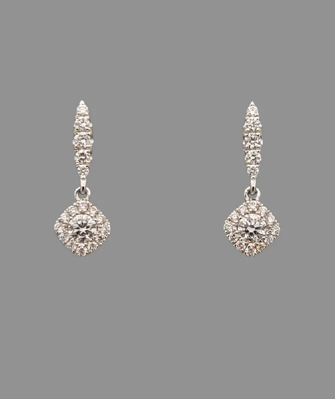 Diamond Dangle Earrings 14K White Gold