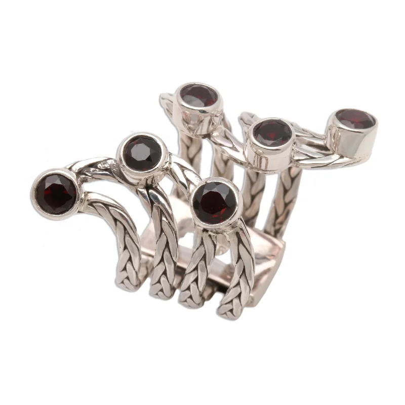 Novica Handmade Spreading Goodness Garnet Cocktail Ring