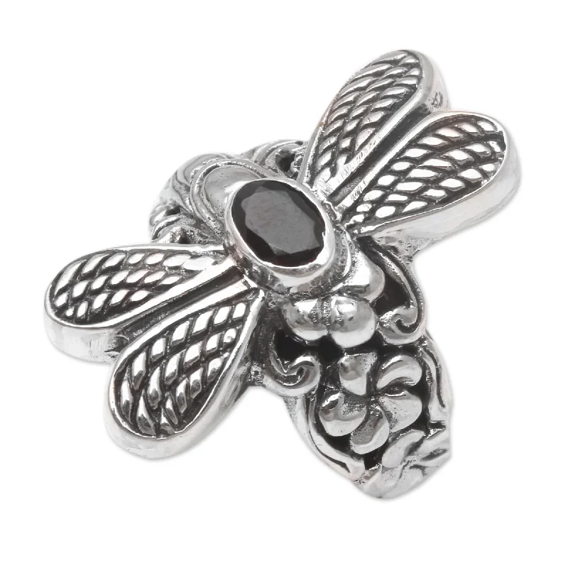 Novica Handmade Dreaming Dragonfly Garnet Cocktail Ring