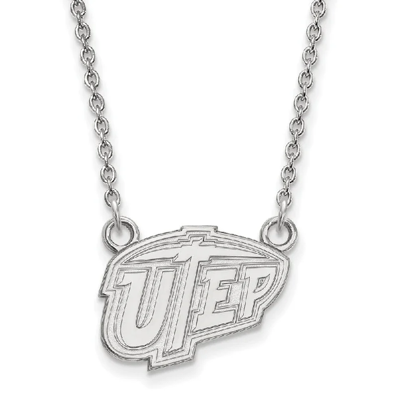 14k White Gold U of Texas at El Paso Small Pendant Necklace