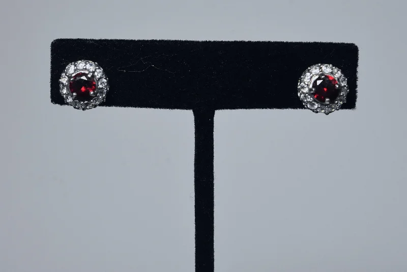 Elegant Ruby Sterling Silver Stud Earrings