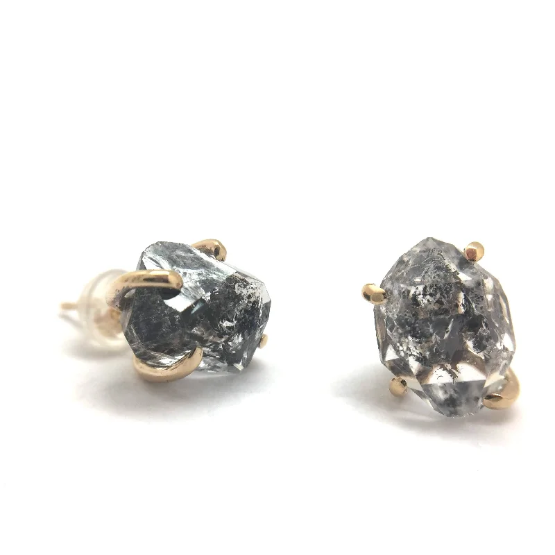 Herkimer Diamond Gold Studs