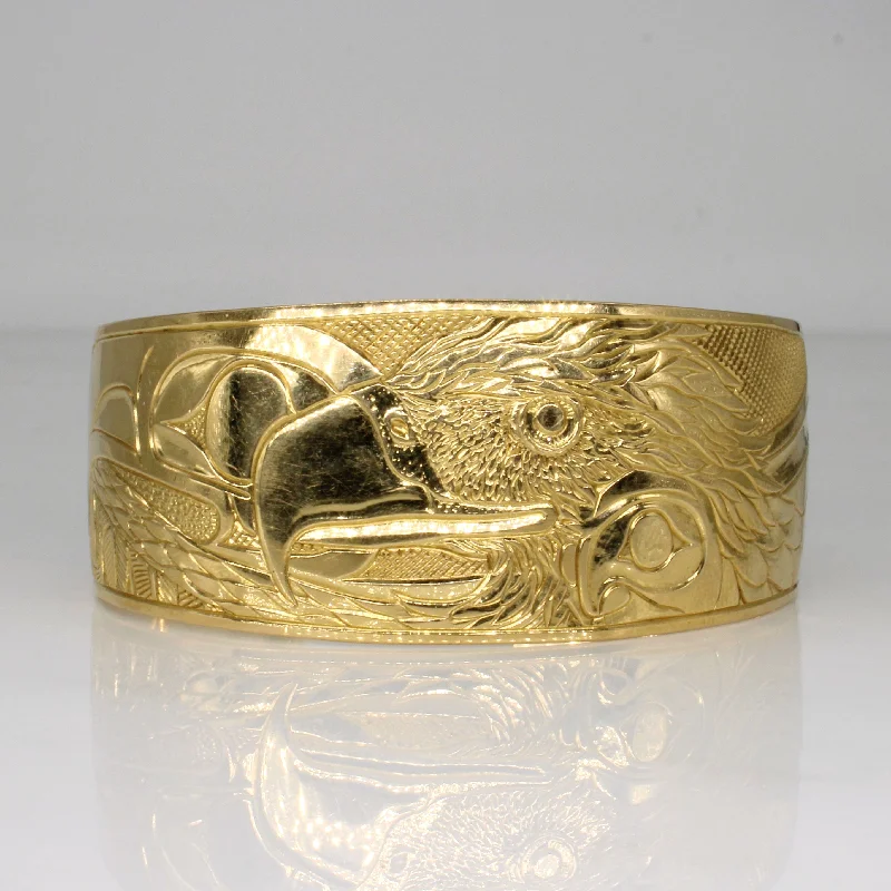 18k Yellow Gold 'Eagle Myth' Indigenous Art Bangle