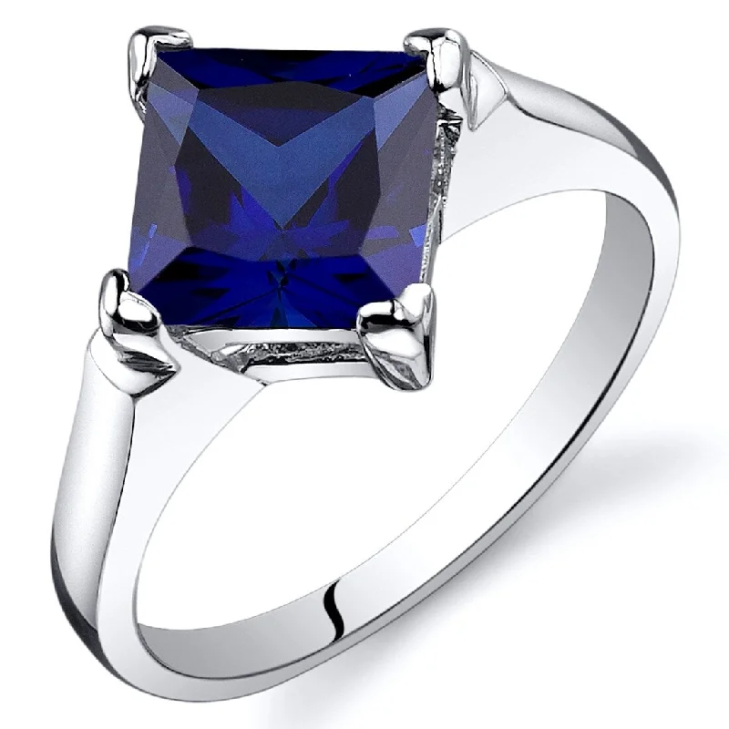 Sterling Silver 2.5 ct Created Sapphire Solitaire Ring