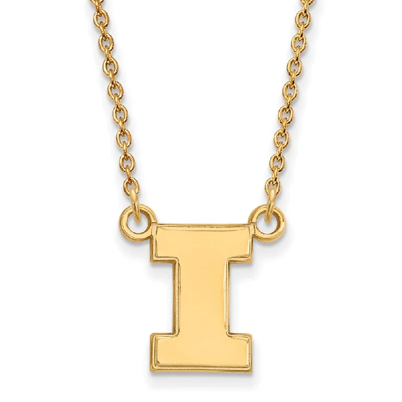 10k Yellow Gold U of Illinois Small Initial I Pendant Necklace