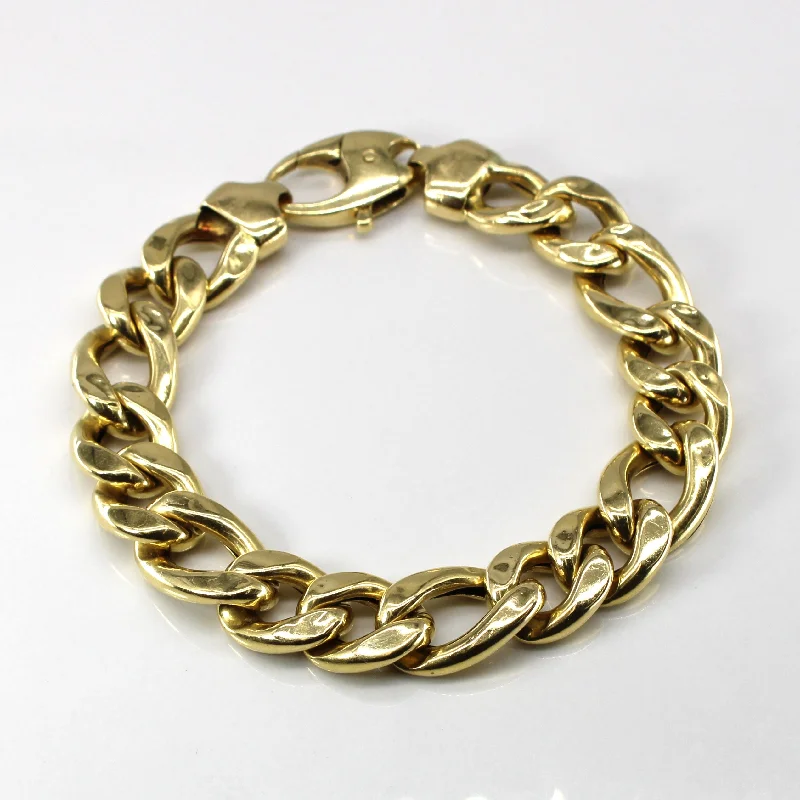 18k Italian Yellow Gold Curb Link Chain Bracelet | 12mm | 8"|